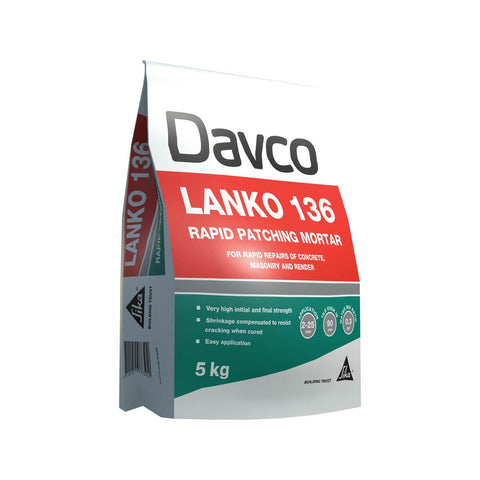 Davco 5kg Lanko 136 Rapid Patching Mortar - Cement Based - Fast Setting - SuperSaverAU - view 1