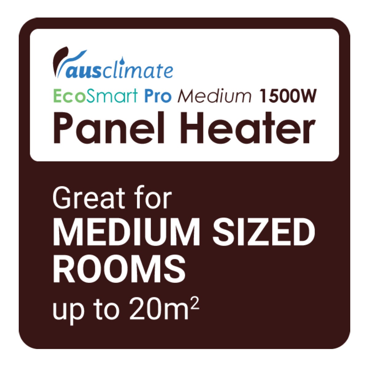 Ausclimate EcoSmart Pro Medium 1500W Panel Heater - Charcoal Black, Wi-Fi App, Inverter Technology - ACPH905