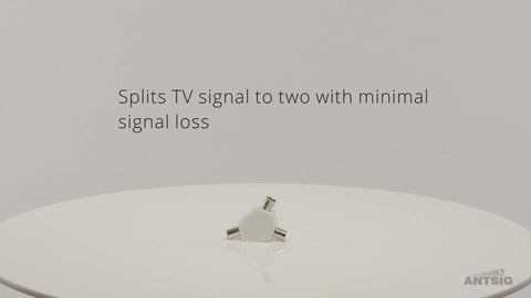 Antsig 2 Way PAL TV Splitter, Nickel Plated Indoor Antenna Signal Splitter, White