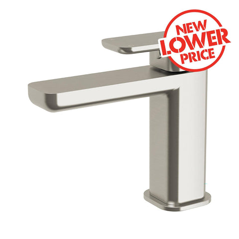 Mondella Overture Basin Mixer Brushed Nickel Lead Free Brass 99mm Spout 5 Star WELS