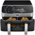 Beko 9.5L Dual Air Fryer - Black - Match Cook, 9 Auto Programs, Viewing Window - FRL6488