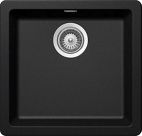 Abey Soho Single Bowl Nanogranite Sink - Magma Black, Stain and Heat Resistant, Topmount - N100SB