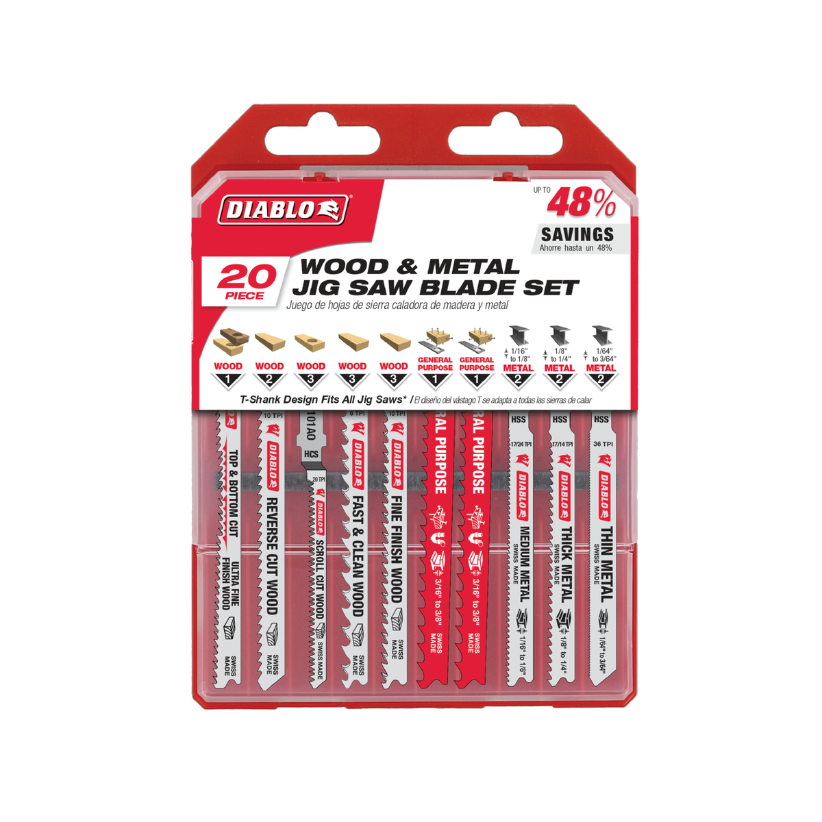 Diablo 20 Piece Jig Saw Blade Set - 124mm x 11mm x 168mm - Wood & Metal Cutting - SuperSaverAU - view 1