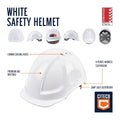 Citeco White Safety Helmet - ABS Plastic - 190mm x 260mm x 140mm - Cooling Vents - SuperSaverAU - view 2