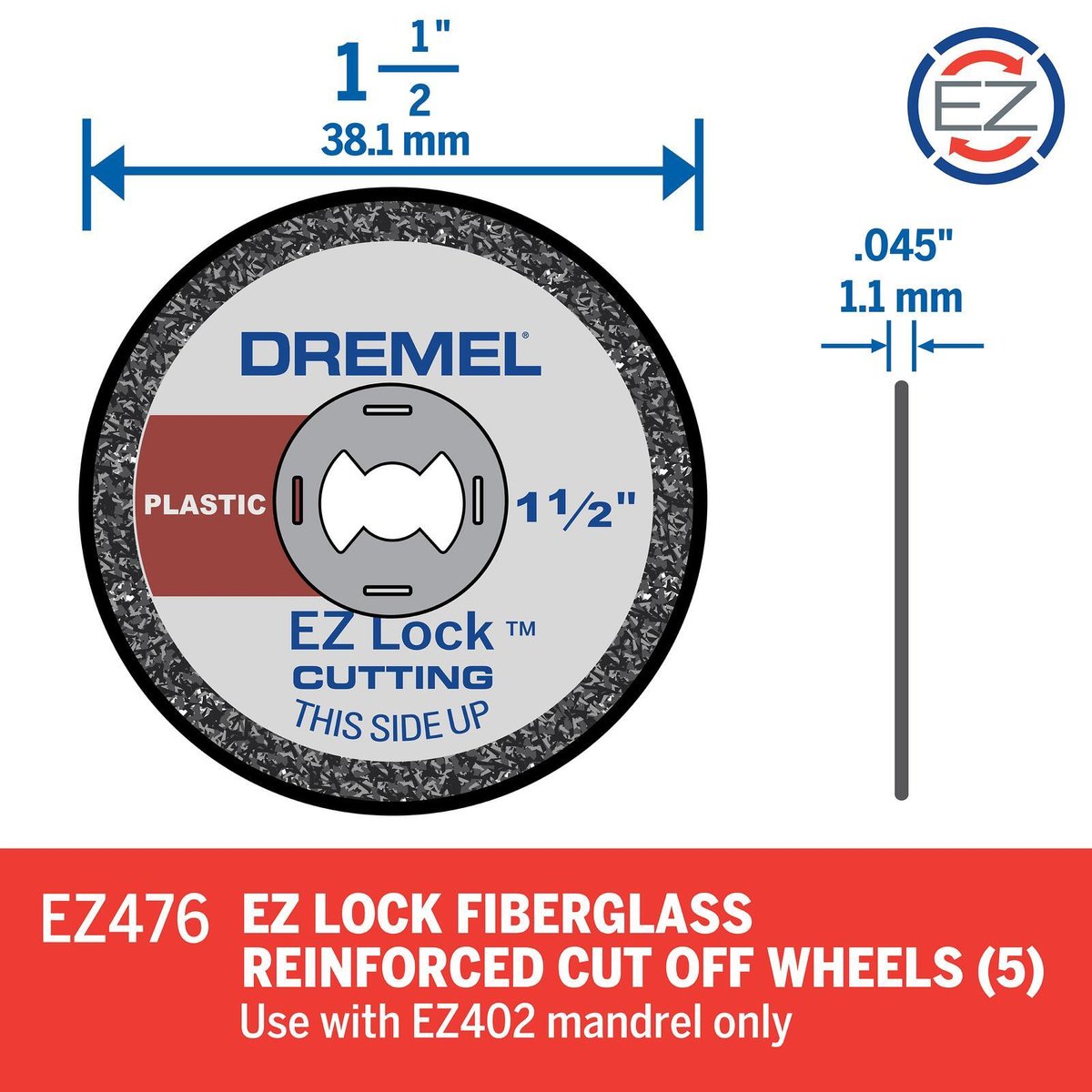 Dremel EZ Lock Plastic Cut Off Wheels 38mm 5 Pack - Silver - SuperSaverAU - view 3