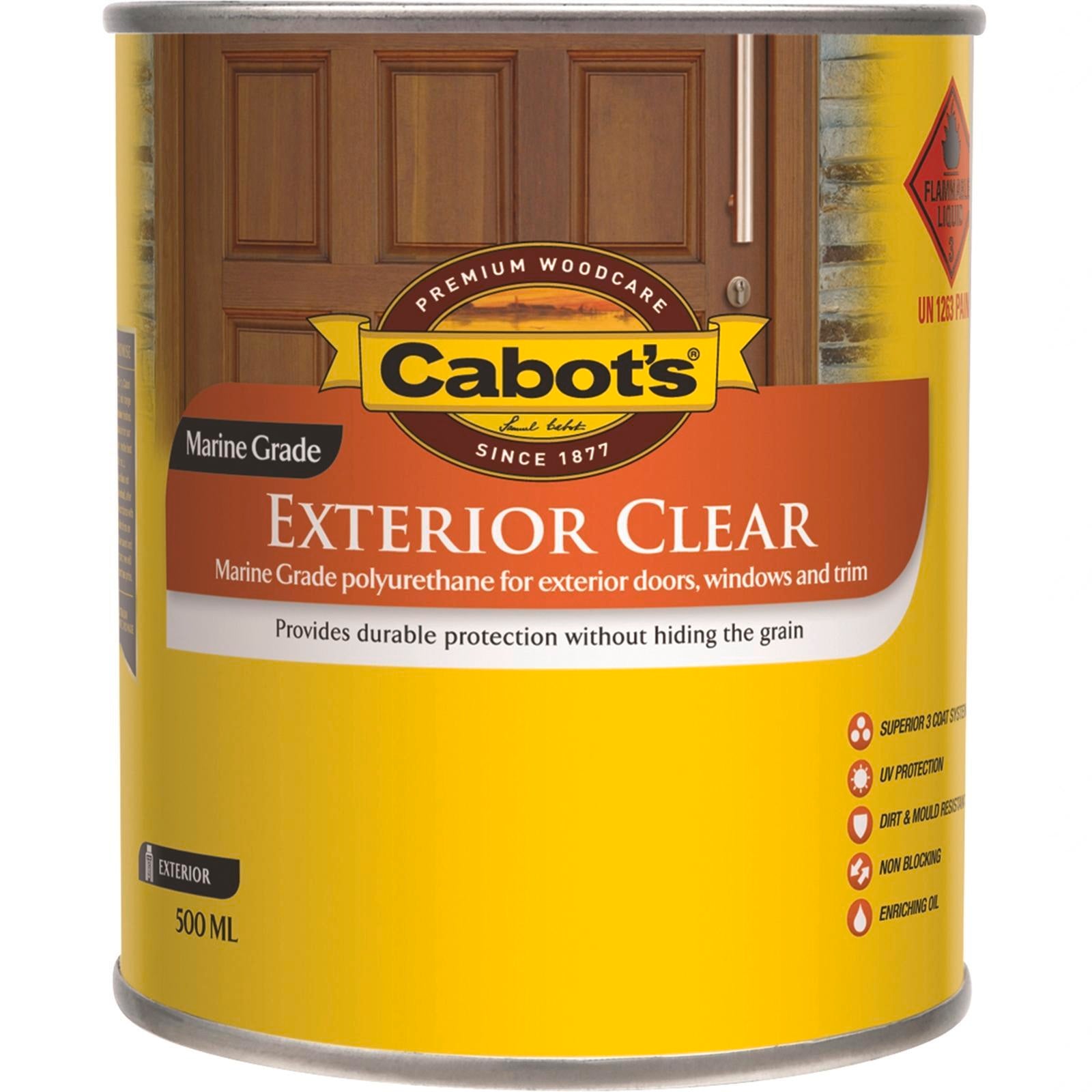 Cabot's 500ml Clear Gloss Exterior Timber Finish, Oil Based UV Resistant Splatter Resistant