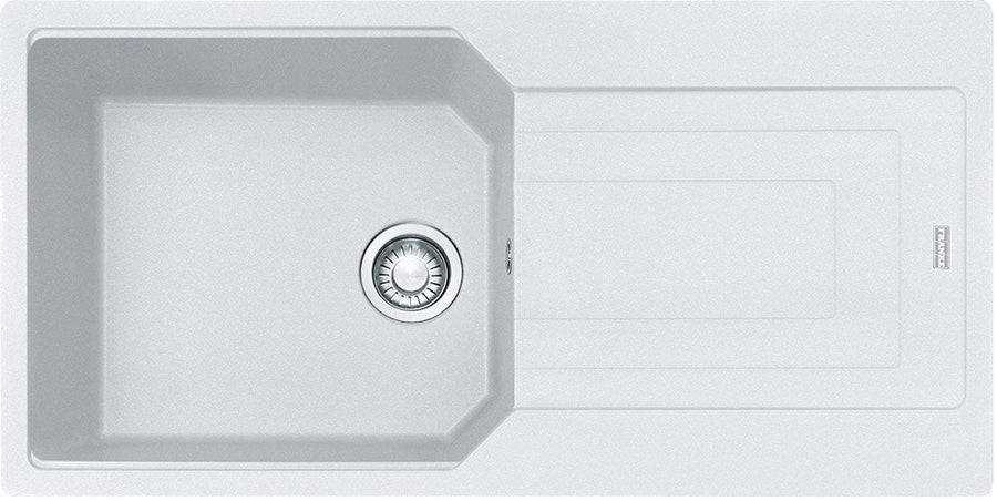 Franke Fragranite Single Bowl Topmount Sink - Polar White, 43L Bowl, Left or Right Drainer - UBG611-100PW