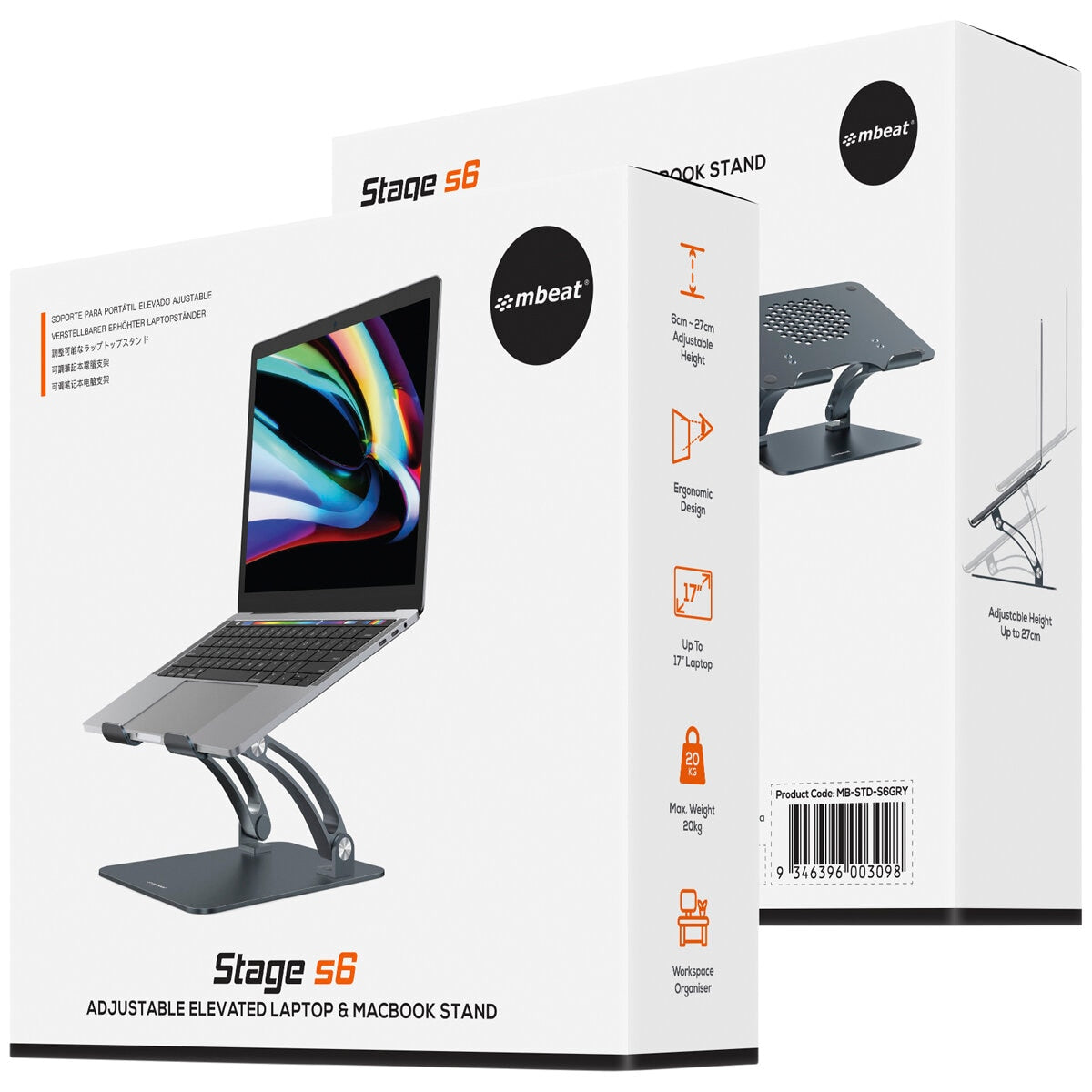 mbeat Stage S6 Adjustable Elevated Laptop Stand - SuperSaverAU - view 3