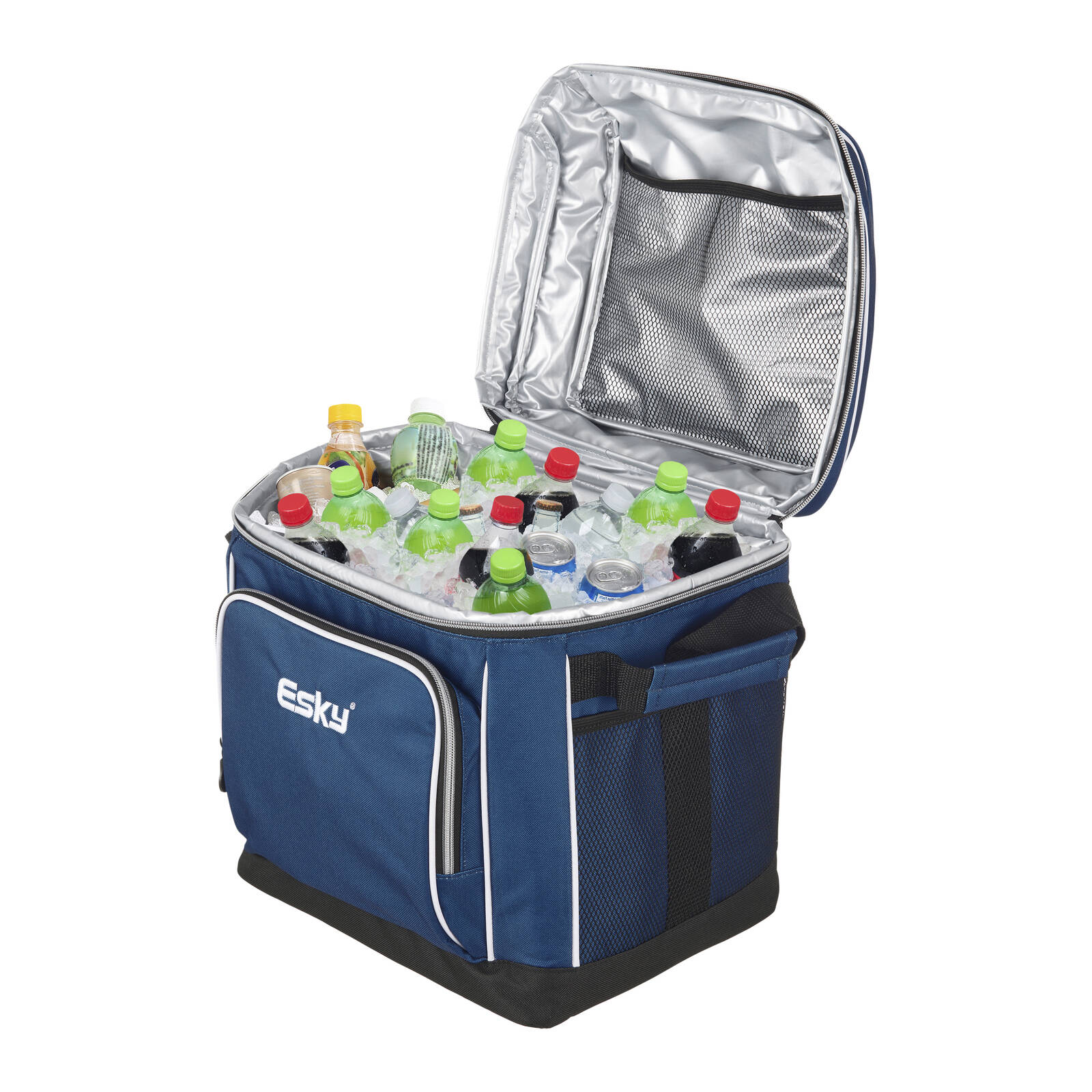 Esky 30 Can Soft Cooler Bag - Blue 16L, Zip-Top with Front & Side Pockets