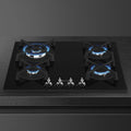 Smeg 60cm 4 Burner Gas on Glass Cooktop - Black Tempered Glass - Wok Burner - PV364NAU