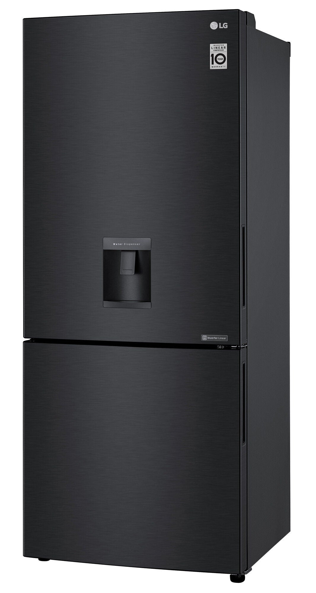 LG 420L Bottom Mount Non-Plumbed Fridge - Matte Black, Water Dispenser, Door Cooling - GB-W455MBL