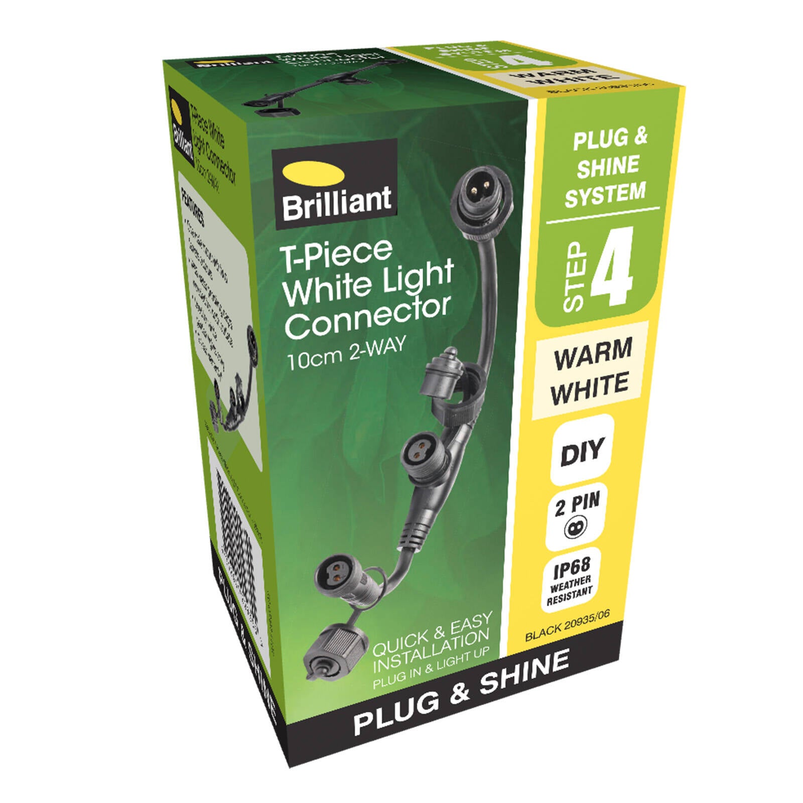 Brilliant 12V Black T-Piece Garden Light Connector 20935/06