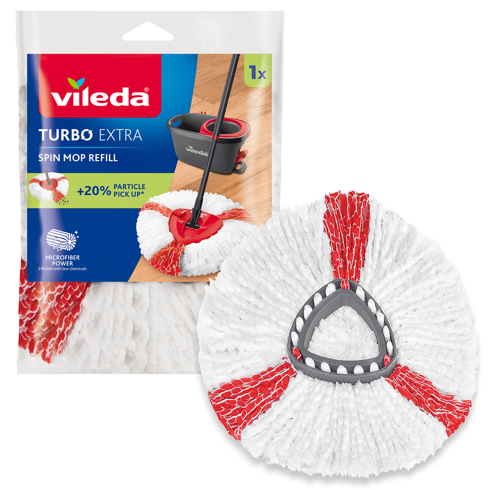 Vileda Easy Wring and Clean Spin Mop Refill, 100% Microfibre Triangular Head, Machine Washable