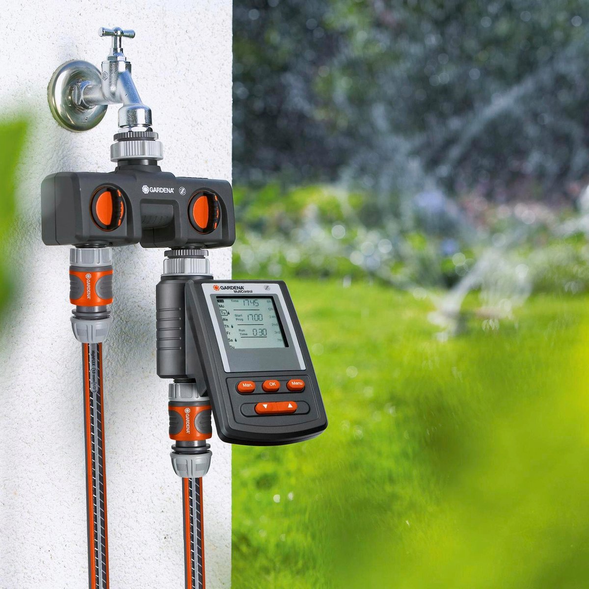 Gardena Twin Tap Connector - Dual Hose Adapter - 240mm - Plastic - Durable - SuperSaverAU - view 3