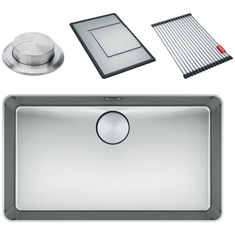 Franke Single Bowl Topmount Sink with Accessories - Stainless Steel, Remote Waste, Roll Mat - MYX210-70FPC