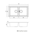 Oliveri Santorini Double Bowl Undermount Sink - Matte Black, Two 32L Bowls - ST-MB1563U-OF