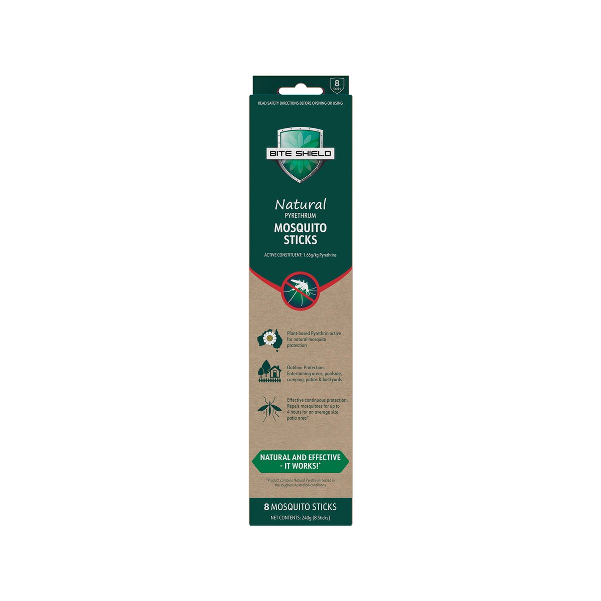 Bite Shield Mosquito Incense Sticks 8 Pack - 4 Hours Protection - 75mm x 310mm - SuperSaverAU - view 3