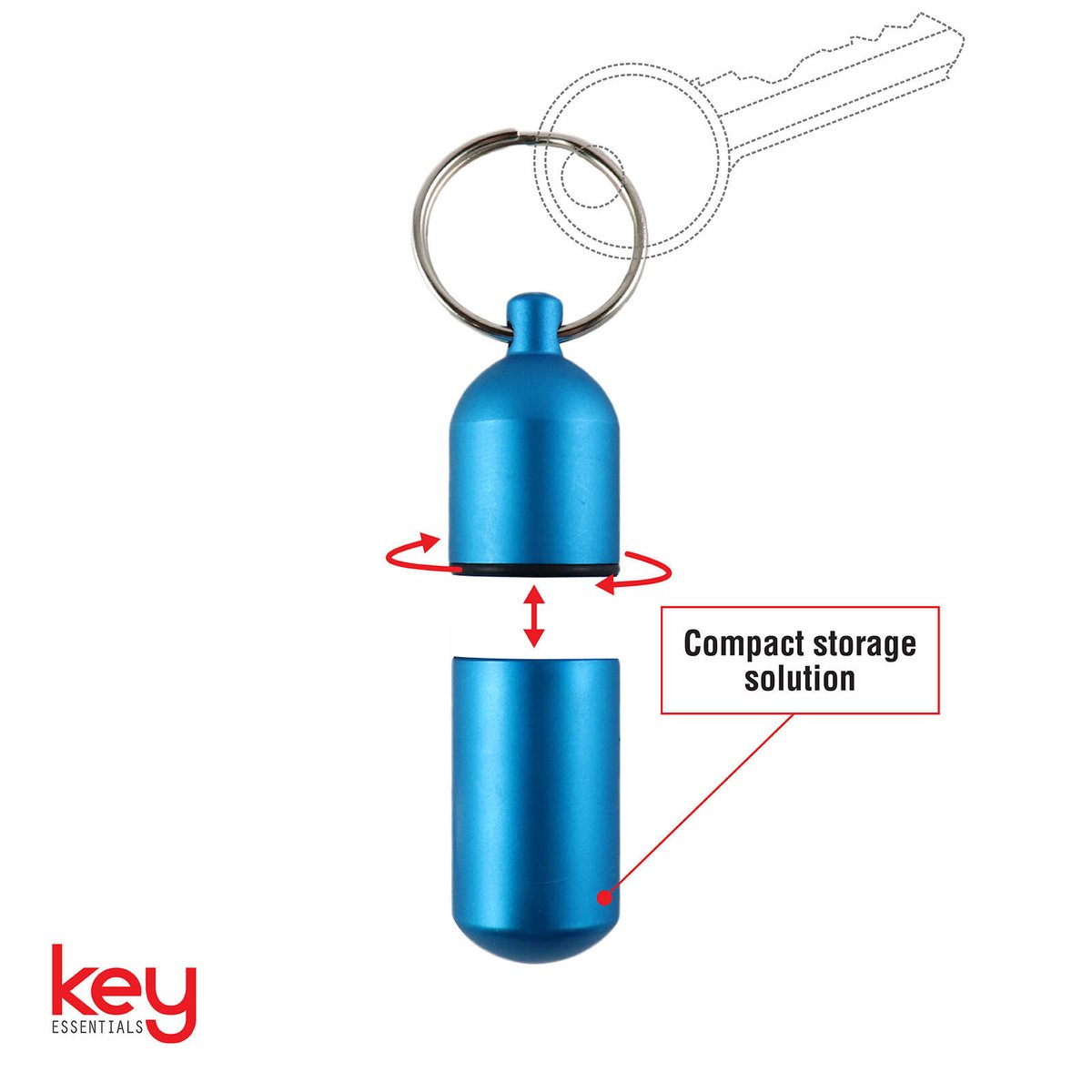 Key Essentials Key Ring Capsule - 59mm x 17mm x 20mm - Steel - Blue - SuperSaverAU - view 3