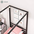 Zinus Patricia Single Metal Canopy Bed Frame in Black - Steel Frame, Underbed Storage - AU-CPBF-S