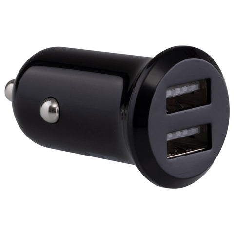 Click 12W 2 Port USB Car Charger CLK1006B - Black, Charges Two Devices at Once
