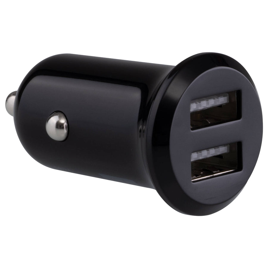 Click 12W 2 Port USB Car Charger CLK1006B - Black, Charges Two Devices at Once