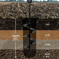 Full Boar 50mm Solid Steel Garden Auger Bit, 450mm Depth, 7/16" Hex Shank