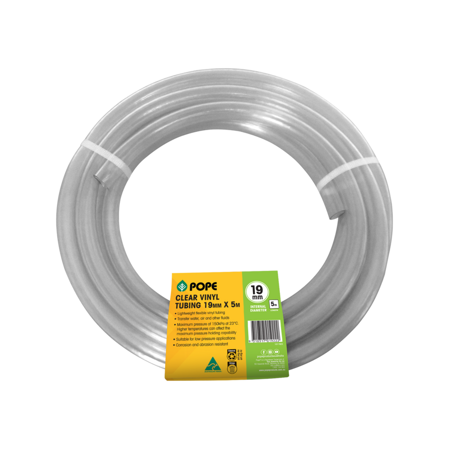 Pope Clear Vinyl Tubing - 19mm x 5m - Flexible Hose for Liquid Transfer - SuperSaverAU - view 1