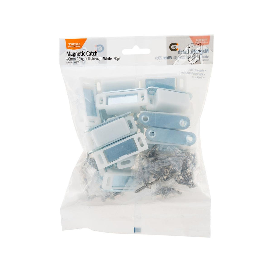 Taskmaster Magnetic Door Catches - 46mm - Plastic - Self Aligning - 20 Pack - SuperSaverAU - view 1