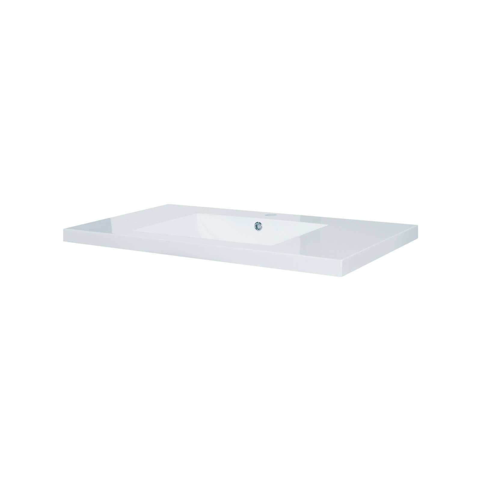 Estilo Allana 900mm Polymarble Vanity Top White 1 Tap Hole with Overflow