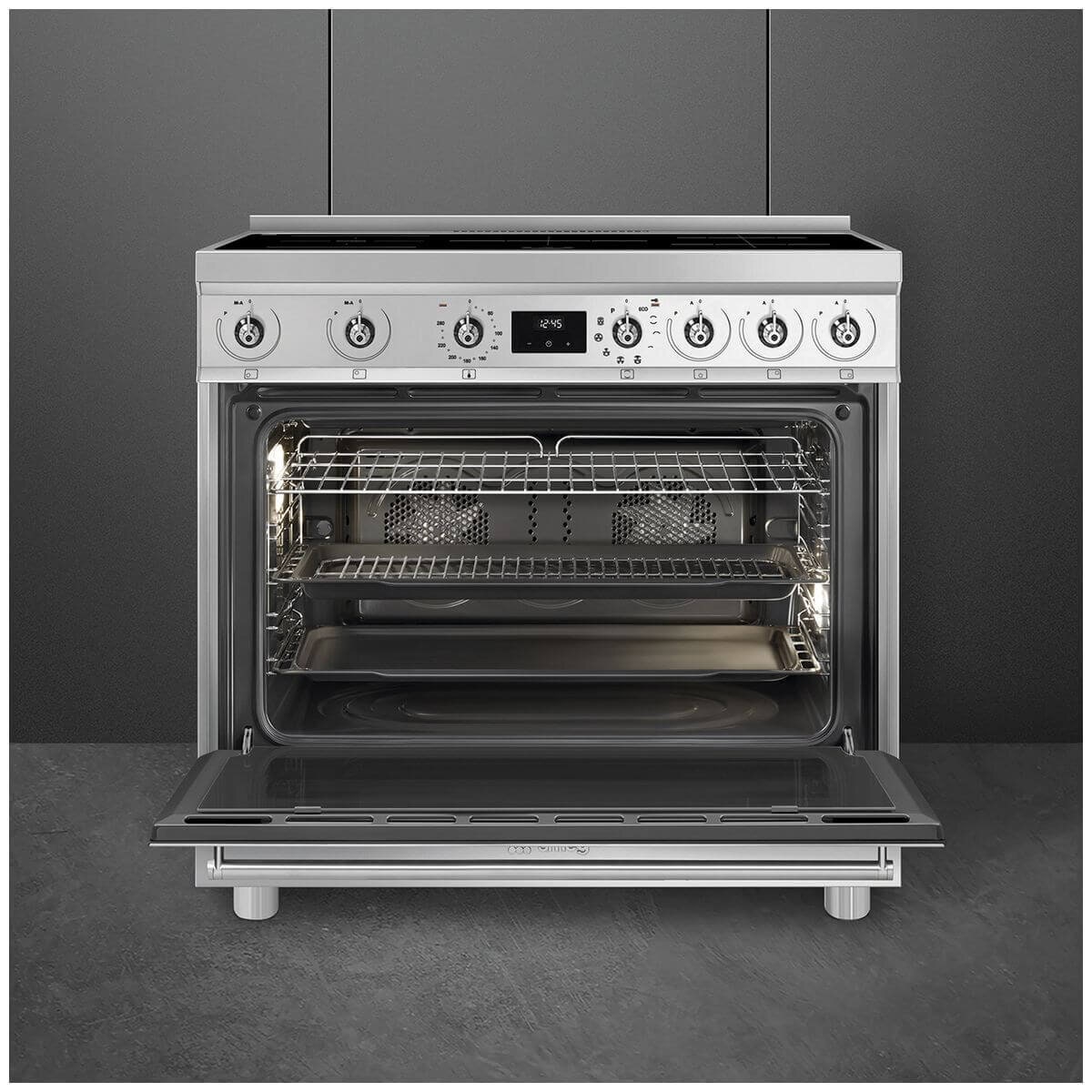 Smeg 90cm Freestanding Induction Oven - Stainless Steel, Pyrolytic Cleaning, Air Fry - C9IPX2