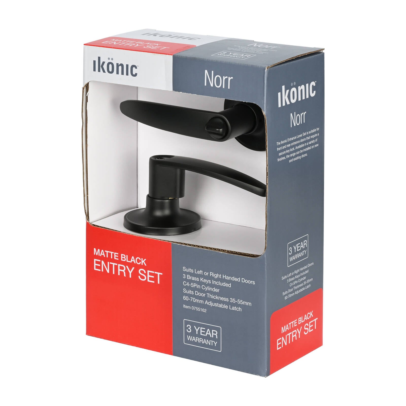 Ikonic Norr Entrance Lever Set Matte Black