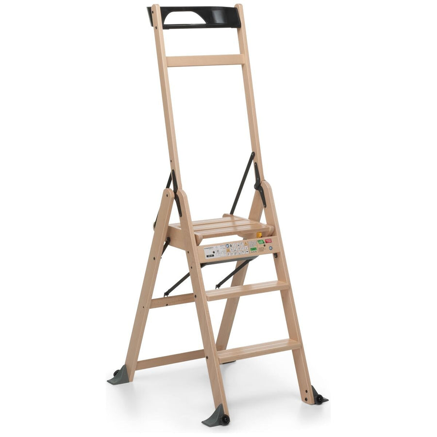 Foppapedretti Lascala 3 Wood Ladder - Solid Beechwood, 150kg Max Load, EN 131 Certified - F9900350003