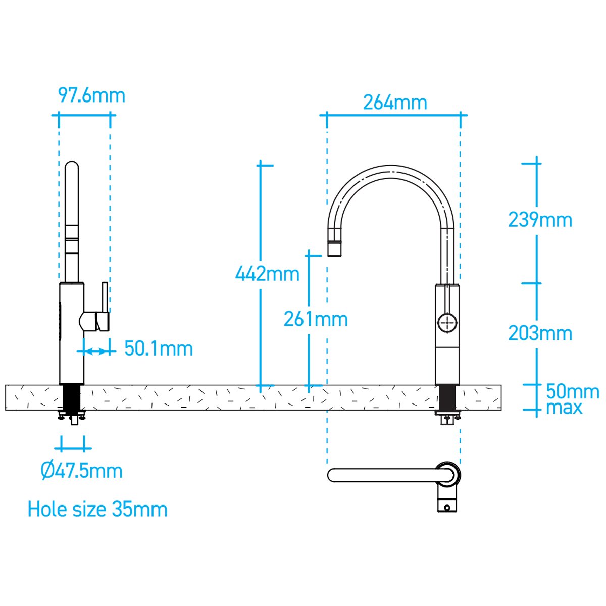 Billi Home BC Boiling and Chilled Gooseneck Multifunction Mixer Tap - Matte Black - 5 Star WELS - 915000GMB