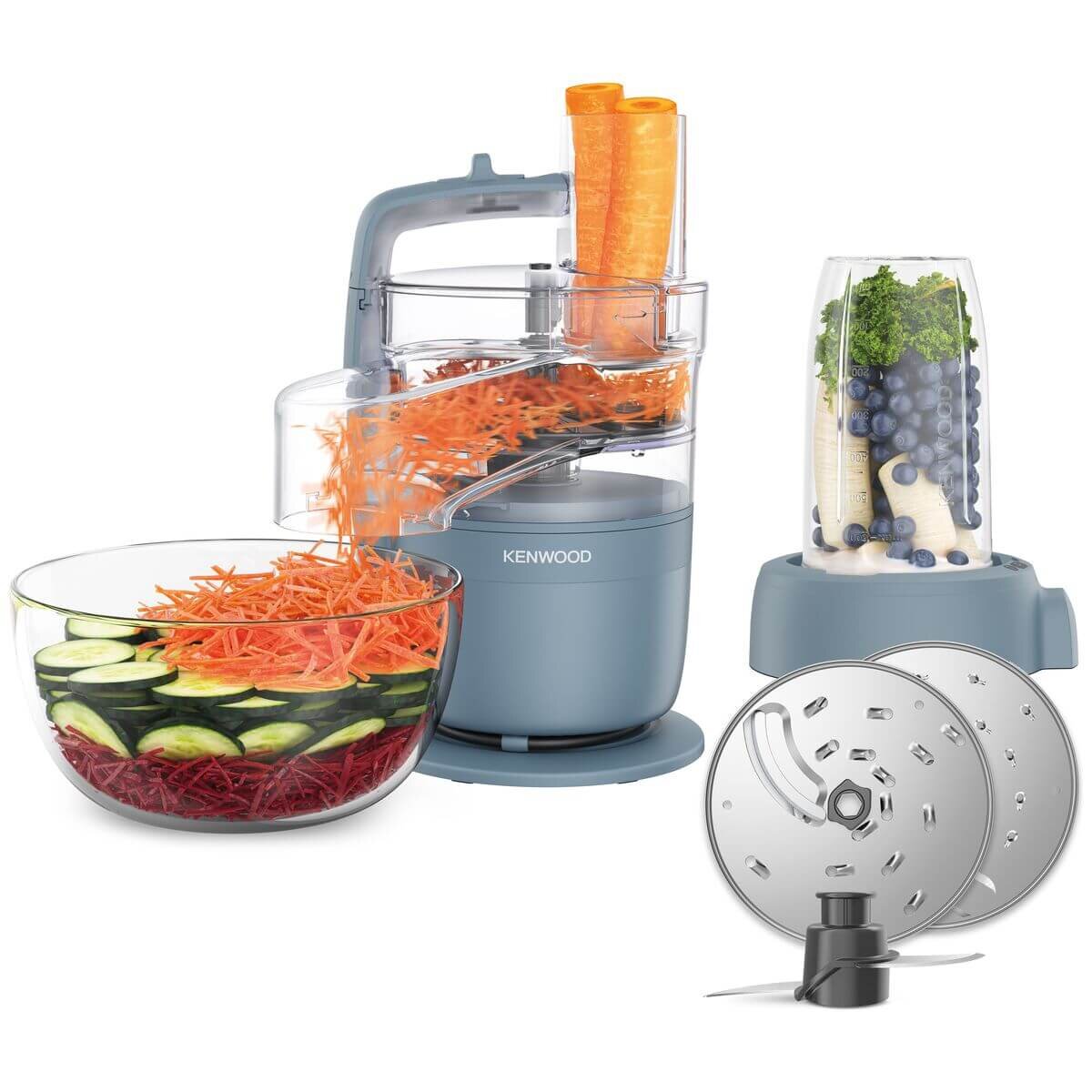 Kenwood MultiPro Go Blender and Food Processor 900W - Blue - Blend and Go Cup - FDP23380GY