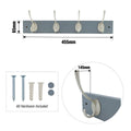 Adoored 4 Double Silver Hook Grey Board Deco Hook Rack - 455mm x 65mm x 145mm - Durable Timber & Steel - Easy Installation - SuperSaverAU - view 4
