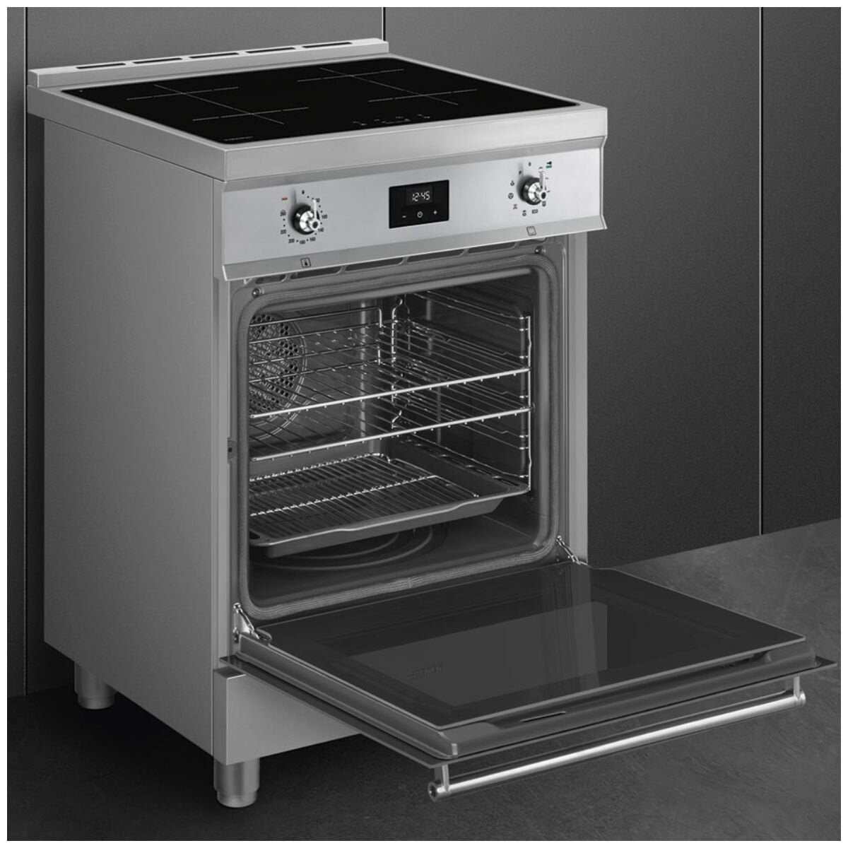 Smeg 60cm Stainless Steel Freestanding Induction Oven 79L - Pyrolytic Cleaning, Booster - C6IPXT2