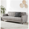 Zinus Benton mid-century 3 seater sofa - stone grey fabric, metal frame, tool-free assembly - AU-E7631G