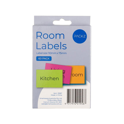 Packz Room Labels 110 x 75mm - 60 Pack - Strong Adhesive - Easy Application