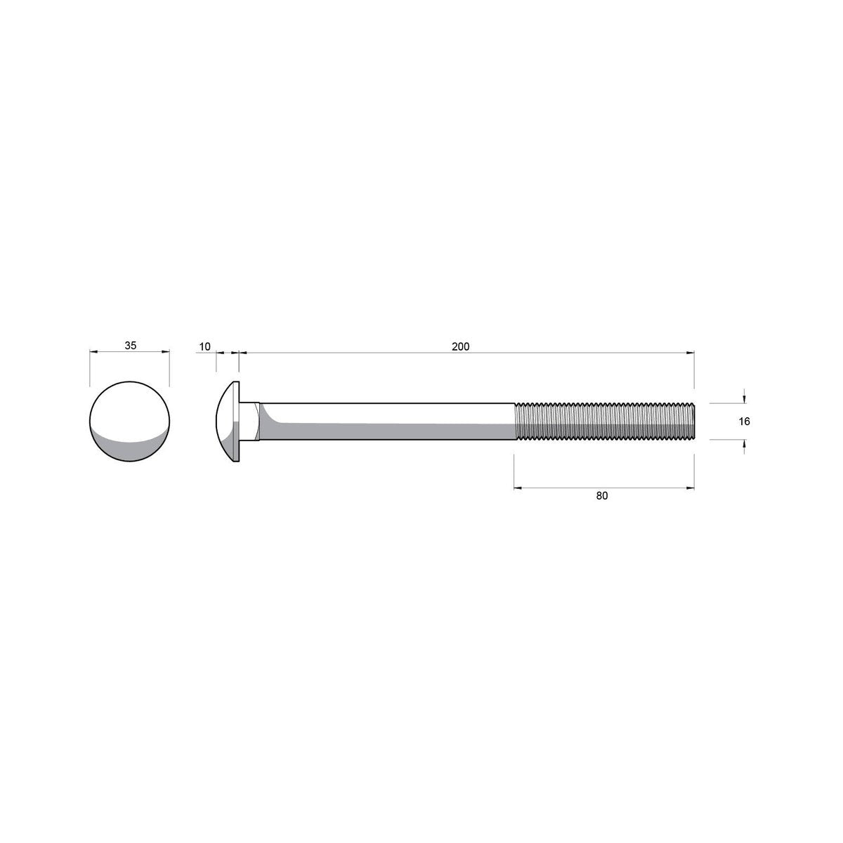 Zenith Hot Dip Galvanised M16 x 200mm Cup Head Bolts Nuts 12 Pack - SuperSaverAU - view 3