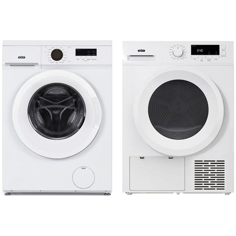 Mykin 6kg Front Load Washer and 8kg Heat Pump Dryer Package - White - Not Stackable - MFLW600WMHPD800W