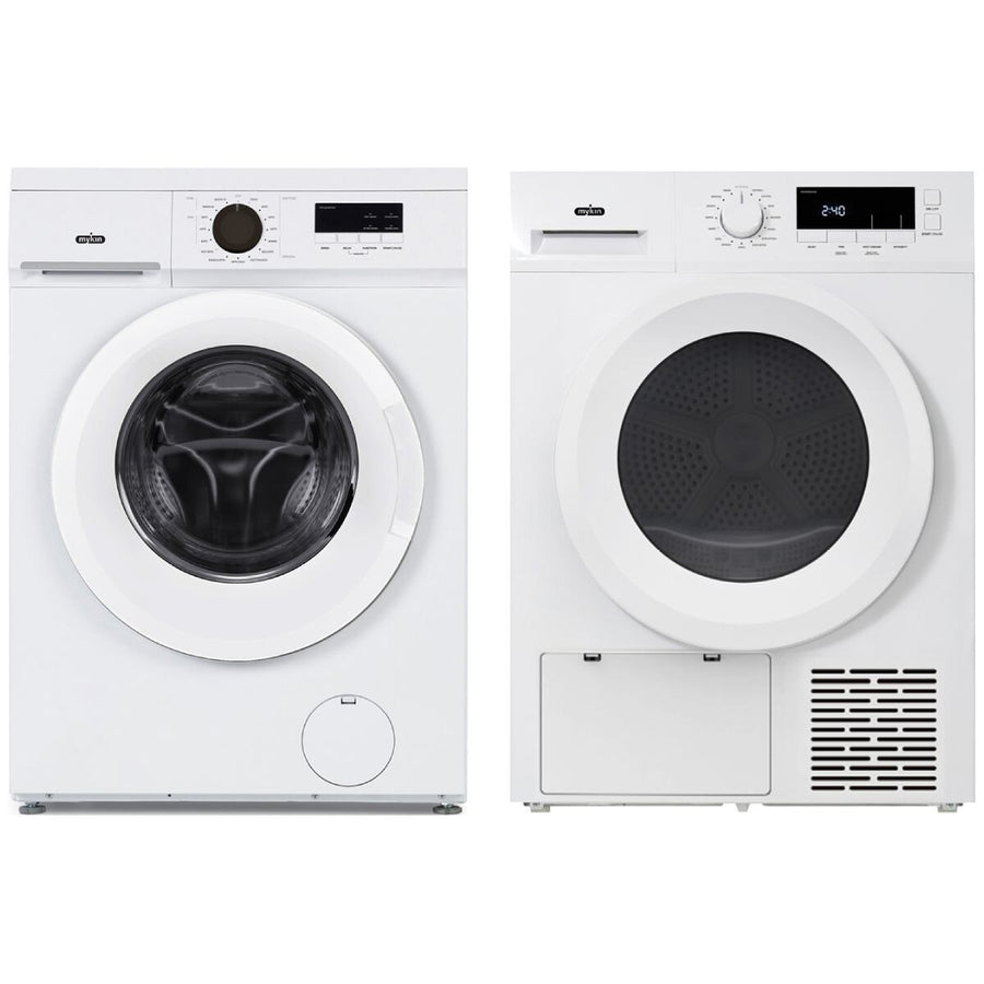 Mykin 6kg Front Load Washer and 8kg Heat Pump Dryer Package - White - Not Stackable - MFLW600WMHPD800W