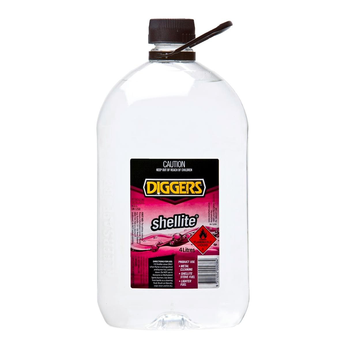 DIGGERS™ Shellite 4L Liquid Solvent Fast Evaporating Clean Fuel - SuperSaverAU - view 1