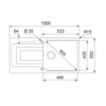 Franke Urban 1000mm topmount sink with right hand drainer - Grey Fragranite, 43L bowl - UBG611-100SGRHD