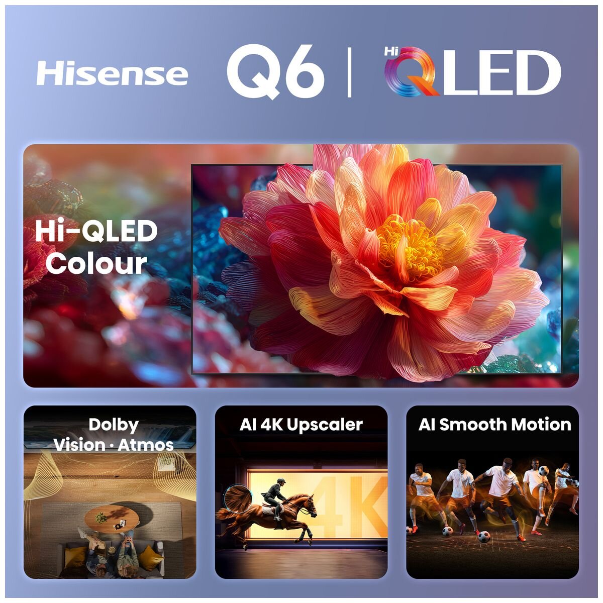Hisense 65 Inch Q6S 4K Hi-QLED Smart TV - Dolby Vision, 7.0 Star Energy Rating - 65Q6SAU