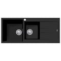 Oliveri Santorini 1 and 3/4 bowl topmount granite sink with right-hand drainer - matte black - ST-MB1511-OF