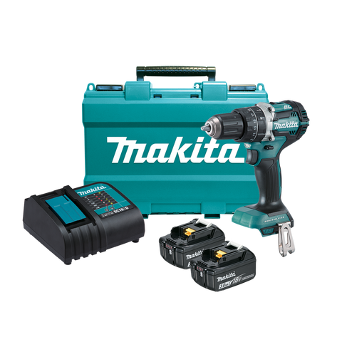 Makita 18V LXT Brushless Hammer Driver Drill Kit DHP484SFE, Cordless Drill Kit with Charger