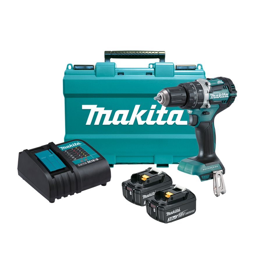 Makita 18V LXT Brushless Hammer Driver Drill Kit DHP484SFE, Cordless Drill Kit with Charger