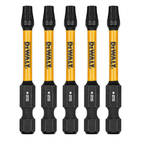 Dewalt Flextorq Screwdriver Bit 5 Pack - 57mm TX25 - Impact Resistant - SuperSaverAU - view 1