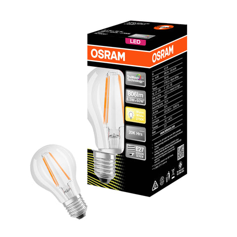 Osram A Shape Filament LED Globe E27 806lm Warm White 7W