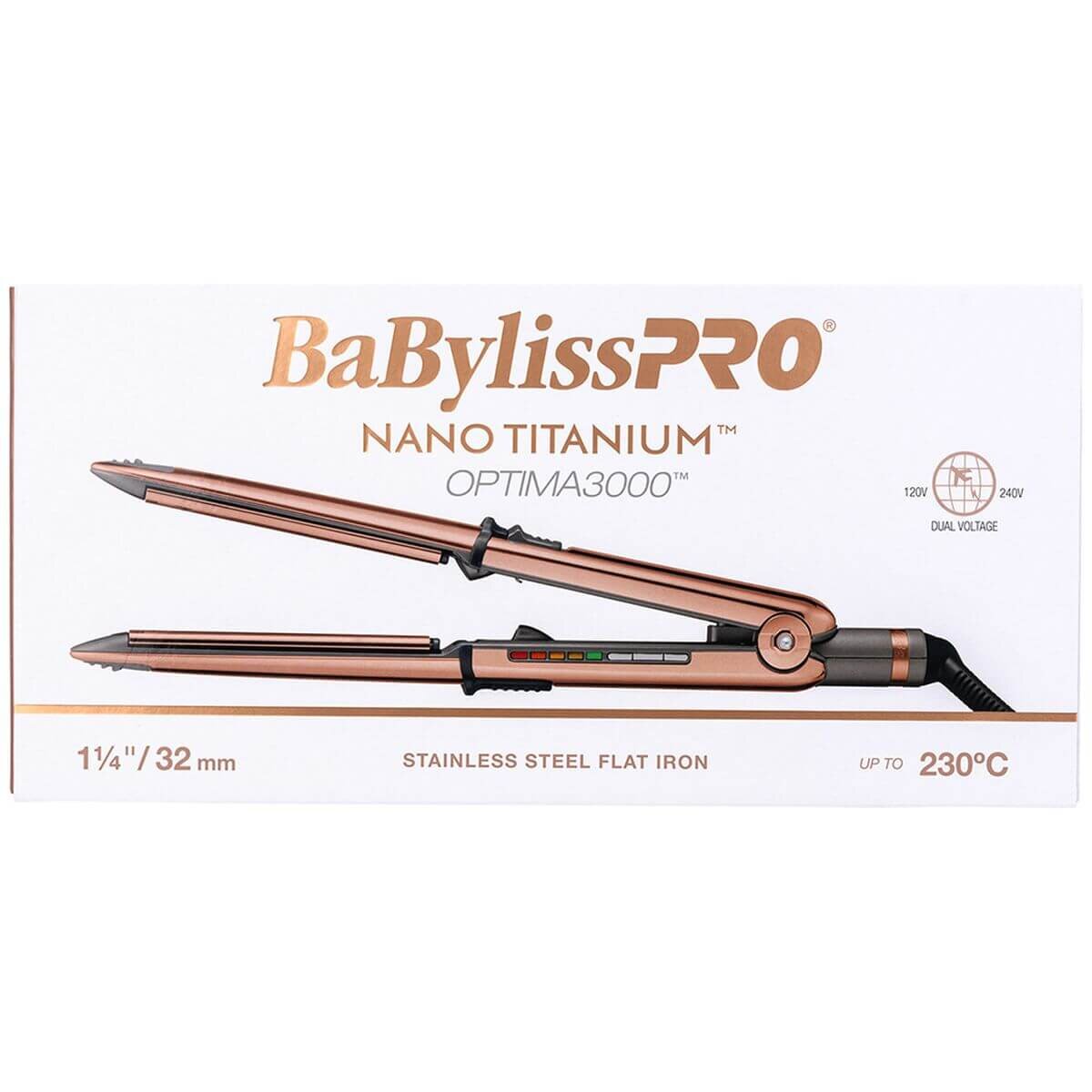 BaBylissPRO Optima 3000 32mm Hair Straightener - Rose Gold - Ion Multiplier Technology - 900638